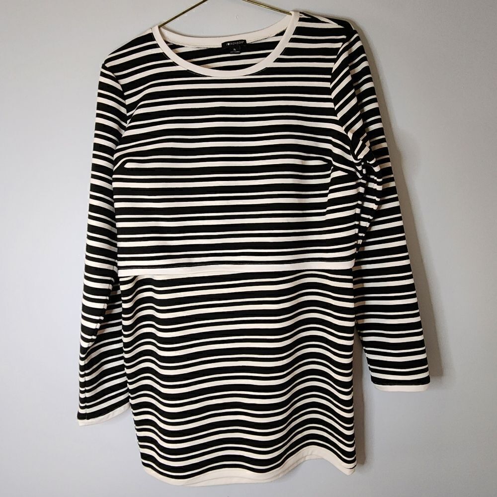 I love Ronson women's size XL Crop top skirt set black and white striped